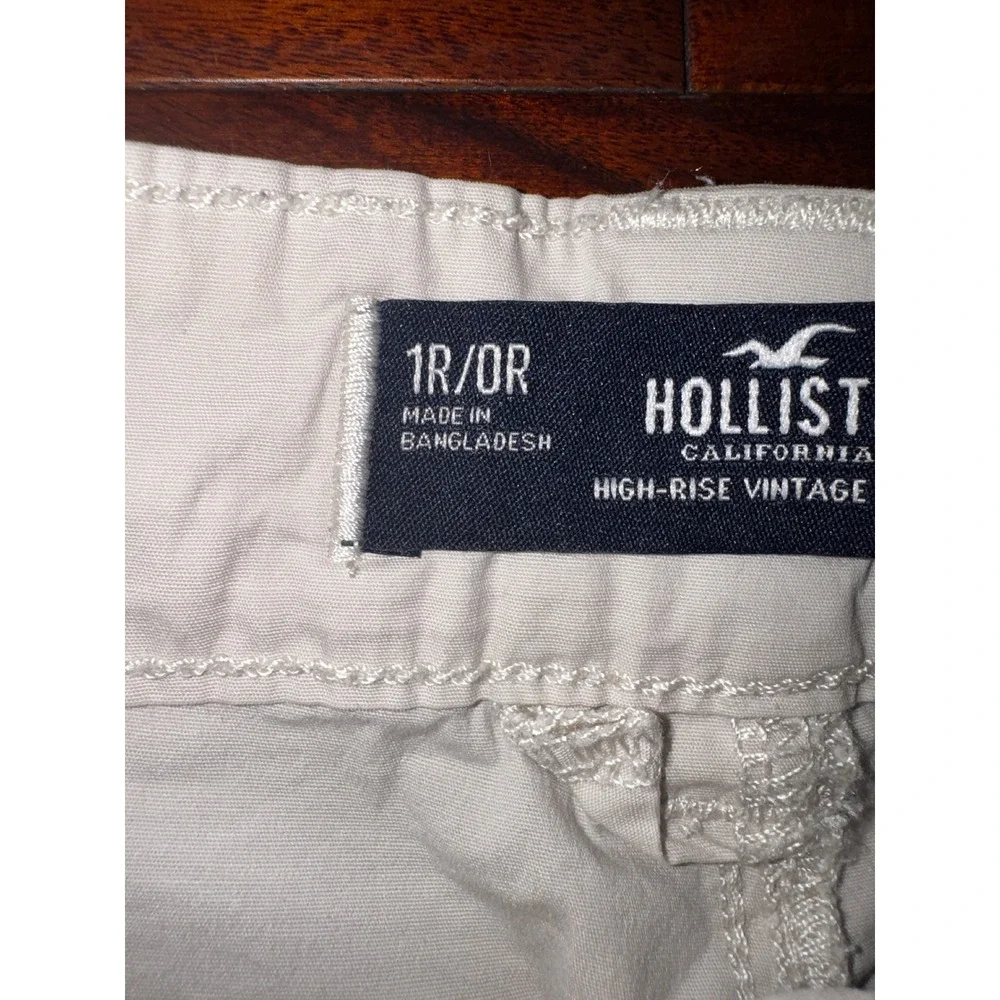 Hollister Cargo Pants Womens 1R 25R Cream Excellent High-Rise Vintage Baggy
